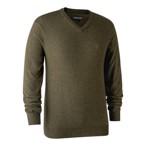 8349  Kingston Knit with V-neck - 346 Cypress / 356 Green Melange / 383 Dark Elm / 441 Red / 471 Burgundy / 649 Golden Oak / 786 Dark Blue