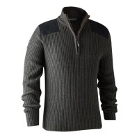 8726 - Rogaland Knit with zip neck - 957 Dark Grey Melange