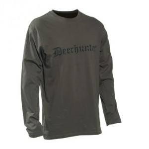 8839 Deerhunter Logo T-Shirt (l/s) w. DEERHUNTER - 378 Bark Green 